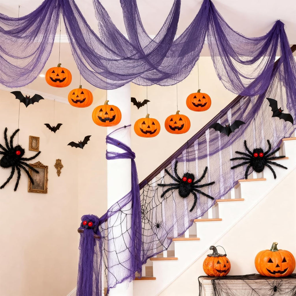 CQHVKQ 5 Pack of Halloween Creepy Gauze Cloth Decoration Set, Indoor Outdoor Black Scary Halloween Gauze Tapestry Decor, Spooky Decorations for Home, Yard, Haunted House & Party Supplies, 72" x 30"