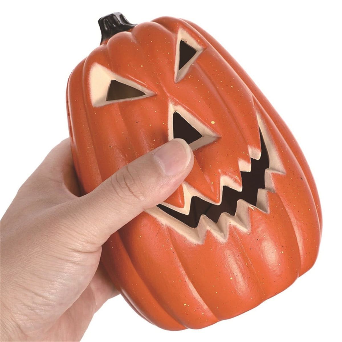 Halloween Pumpkin Lantern, Blow Mold LED Light Up Jack O Lantern for Indoor Outdoor Tabletop Decor, Spooky Holiday Centerpiece Prop for Home Party Mantel