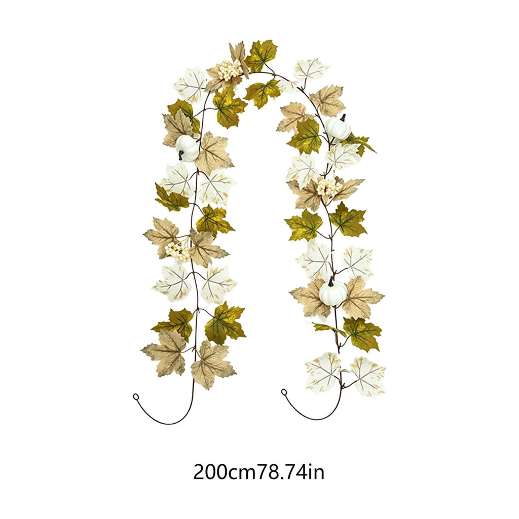 Chmadoxn 78.74" Halloween Thanksgiving Maple Leaf Garland with Mini Pumpkins & Berries, Artificial Fall Leaves Vine for Mantel Staircase Porch, Autumn Harvest Hanging Home Decor