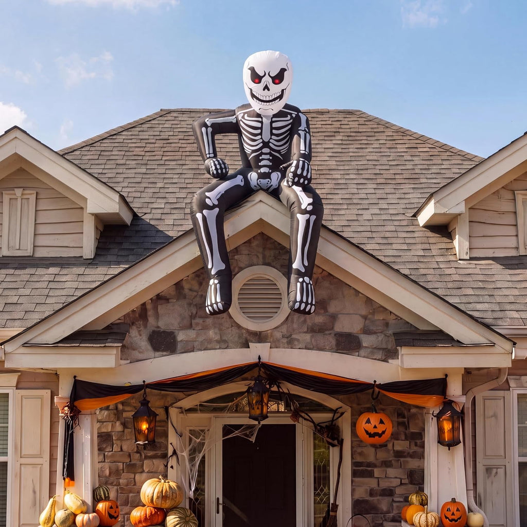 Joyfy 4.5 FT Halloween Inflatable Decorations Outdoor Scary Flying Ghost Broke Out from Window with Built-in LED Blow Up Inflatable for Window Decoration Yard Garden Lawn Decor