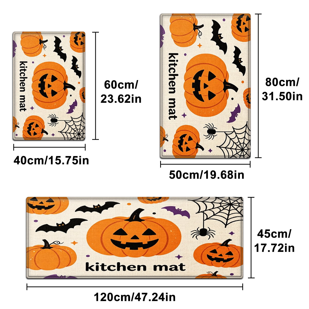 YIMEIS Halloween Pumpkin Lanterns Multi-purpose 1-Piece Flannel Mat and Kitchen Rugs,Soft Non-slip for Home Bedroom Bathroom