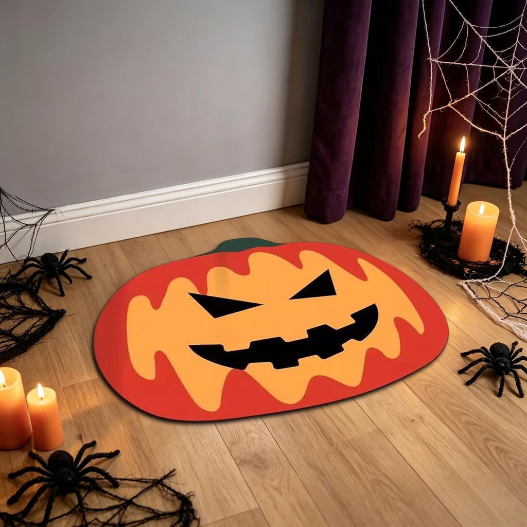 Halloween Door Mat Pumpkin Shaped Non-Absorbent Skidproof Mat 15.75x23.62in Polyester Skidproof & Weather Resistant for Front Door Porch Indoor Outdoor Halloween Door Mat by MPOISVA