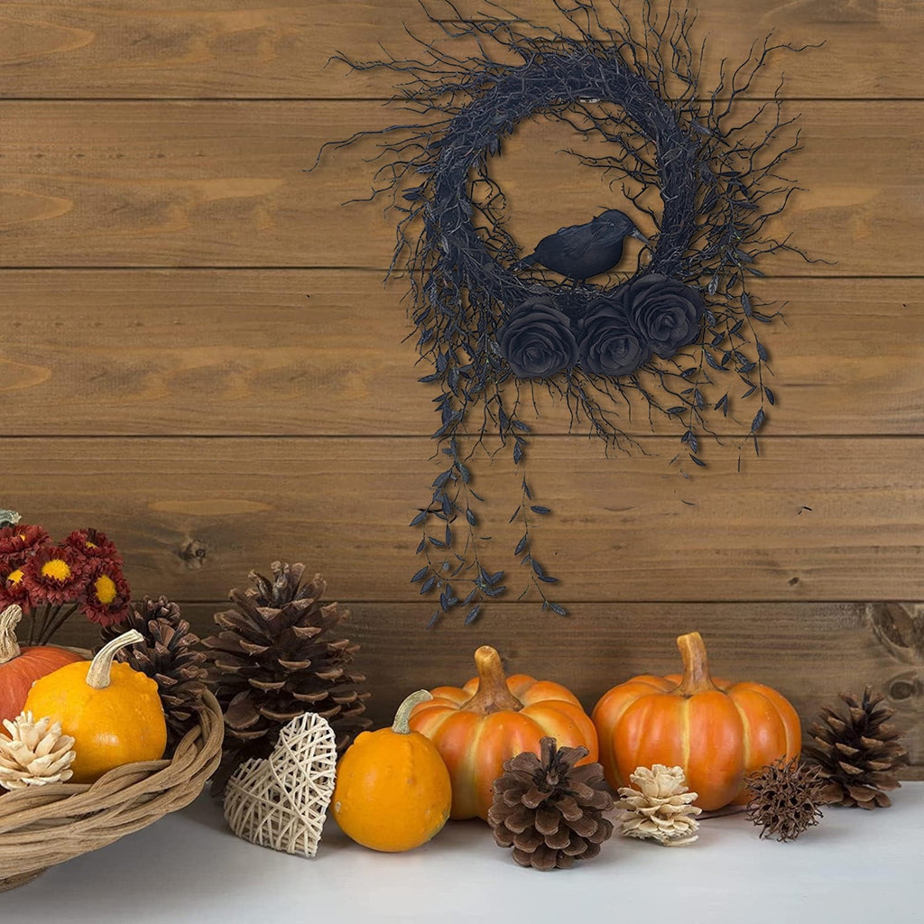 sruoe Halloween Decor, Halloween Decoration Indoor, Artificial Wreaths, Halloween Decoration Outdoor, Halloween Decoration, Halloween Wreath with LED, HHalloween Wreath for Home, Window Decor