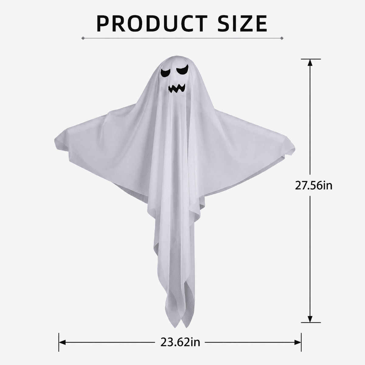 Clearance Light Up Hanging Ghost Decor, White Gauze Ghost Ornament with Blue LED Lights, Halloween Hanging Decoration for Front Door Porch Yard Tree Party Indoor Outdoor