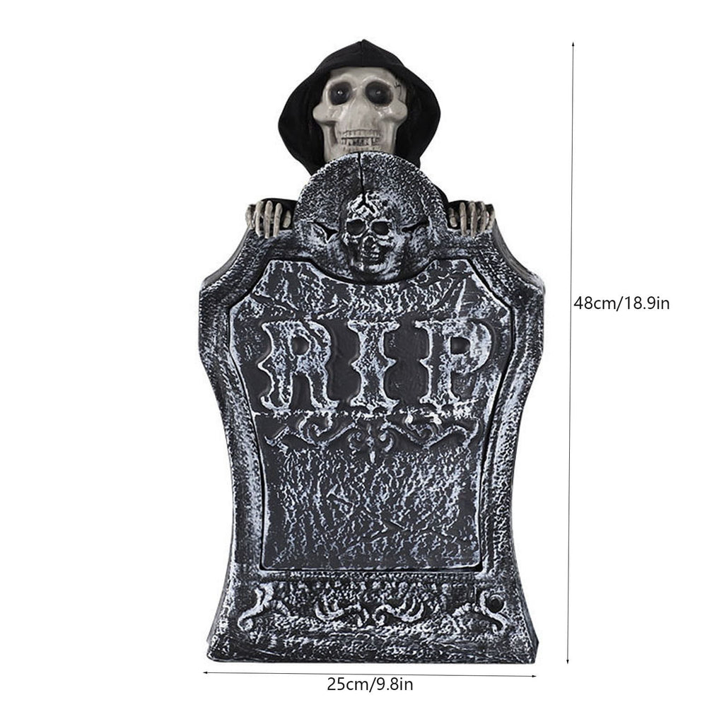 Aodebiao Halloween Animatronic Zombie Tombstone Animated Skeleton Decorations - Sensor Activated with Creepy Sound, Scary Move, Light Up Eyes, Spooky Decor Horror Prop for Indoor/Outdoor