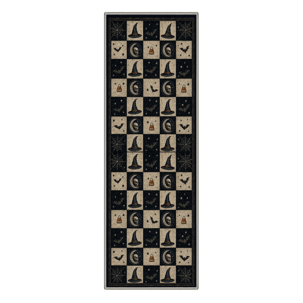 GENIMO 2'x3' Halloween Doormat, Washable Non Slip Soft Vintage Witch Outdoor Door Mat for Front Door Covered Porch Patio Entryway, Burnt Amber