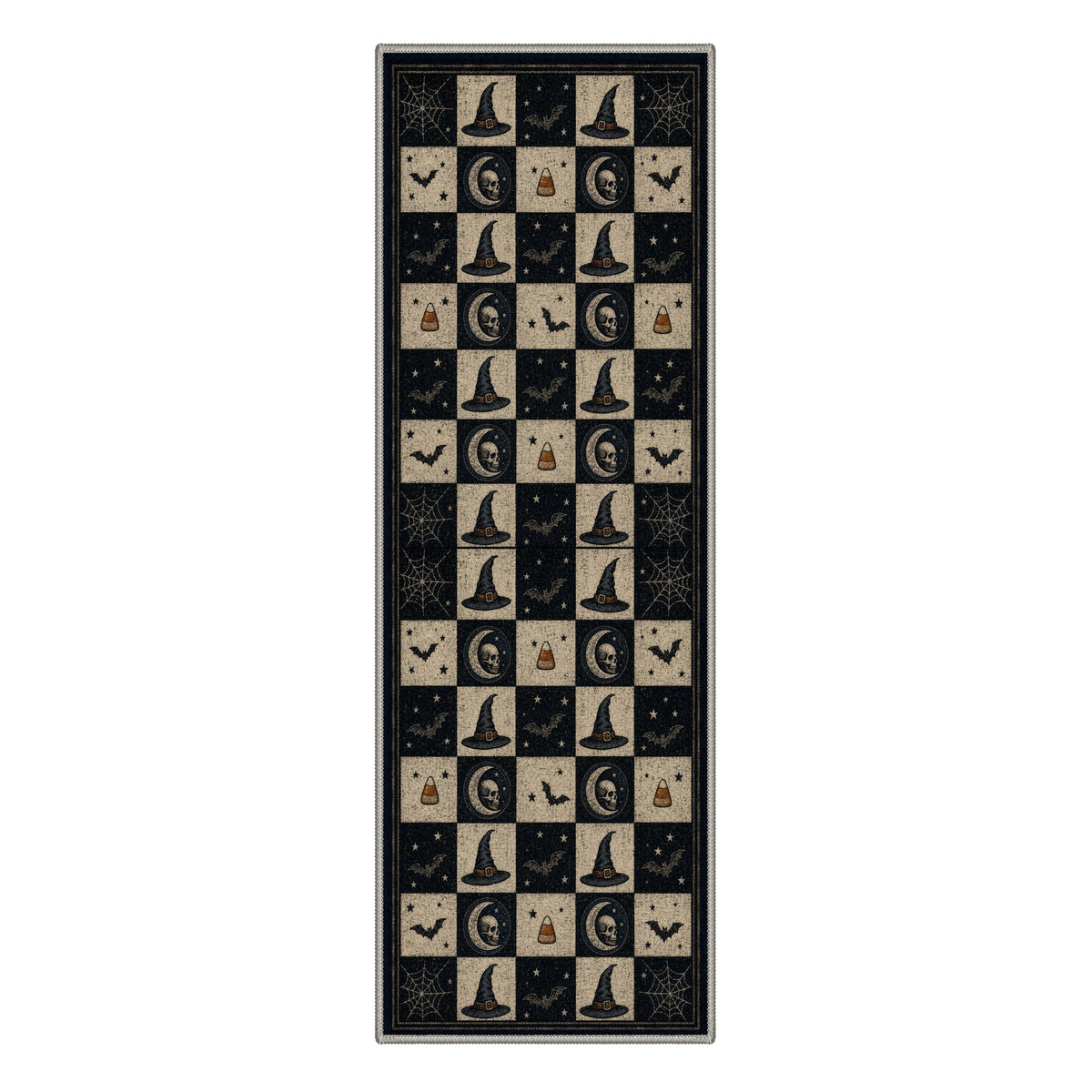 GENIMO 2'x3' Halloween Doormat, Washable Non Slip Soft Vintage Witch Outdoor Door Mat for Front Door Covered Porch Patio Entryway, Burnt Amber