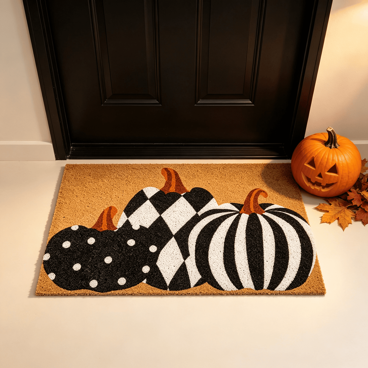 Halloween Pumpkin Doormat, Soft Non-Slip Indoor Outdoor Welcome Rug for Entryway Porch and Front Door