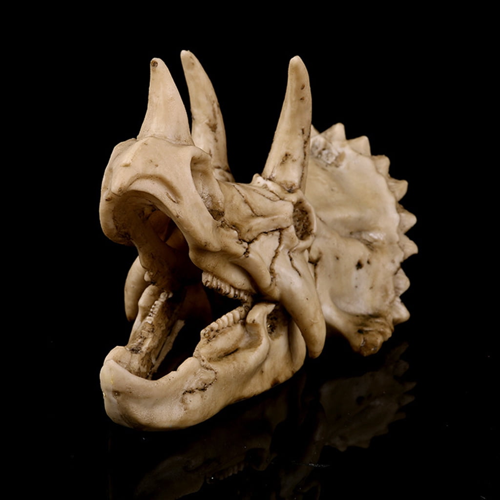 ZPAQI Triceratops Dinosaur Skull Resin Crafts Fossil Skeleton Teaching Model Halloween
