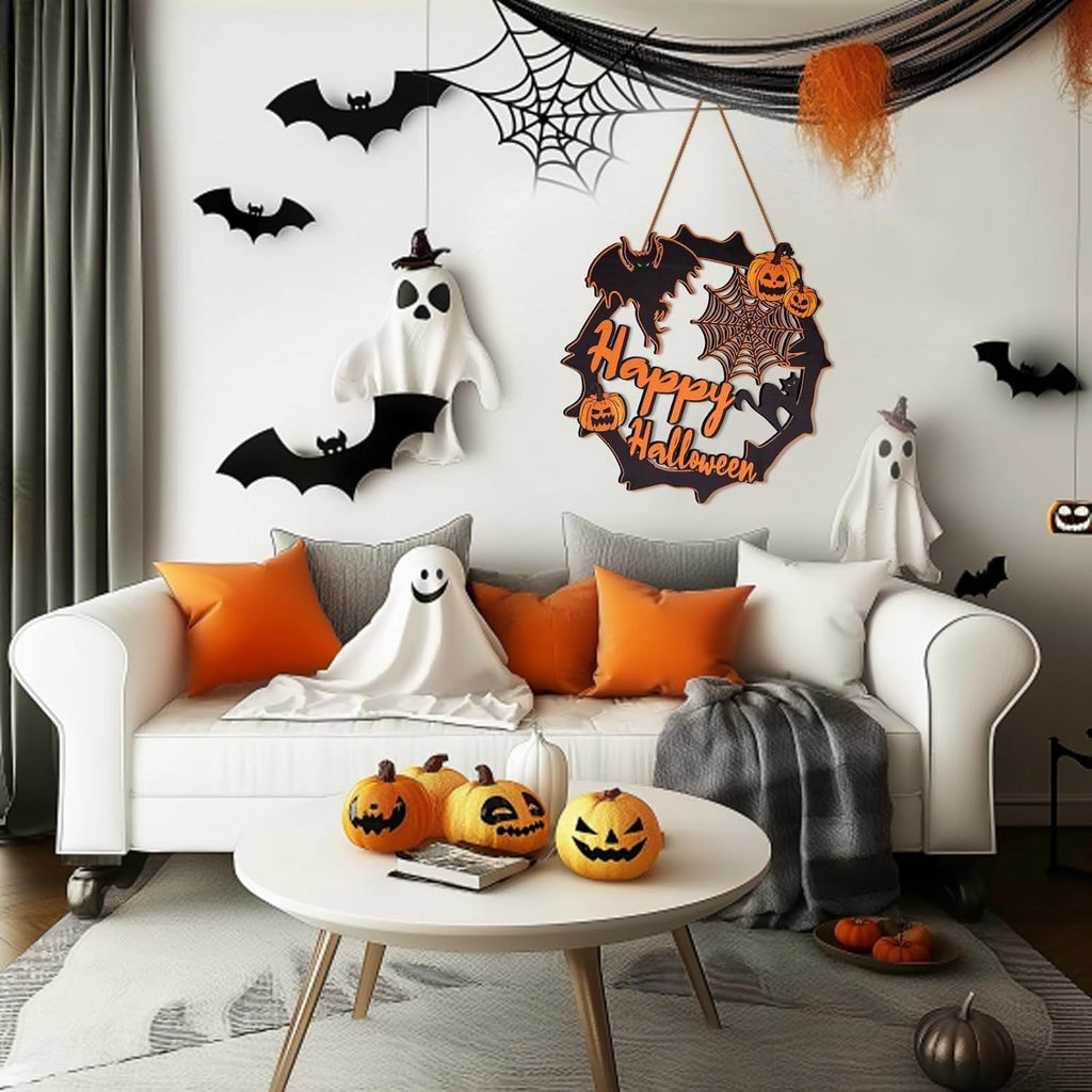 sruoe Halloween Decorations, Indoor Outdoor Halloween Decor, Artificial Wreaths, Halloween Decorations for Outside, Halloween Simulation Decorative Wreath