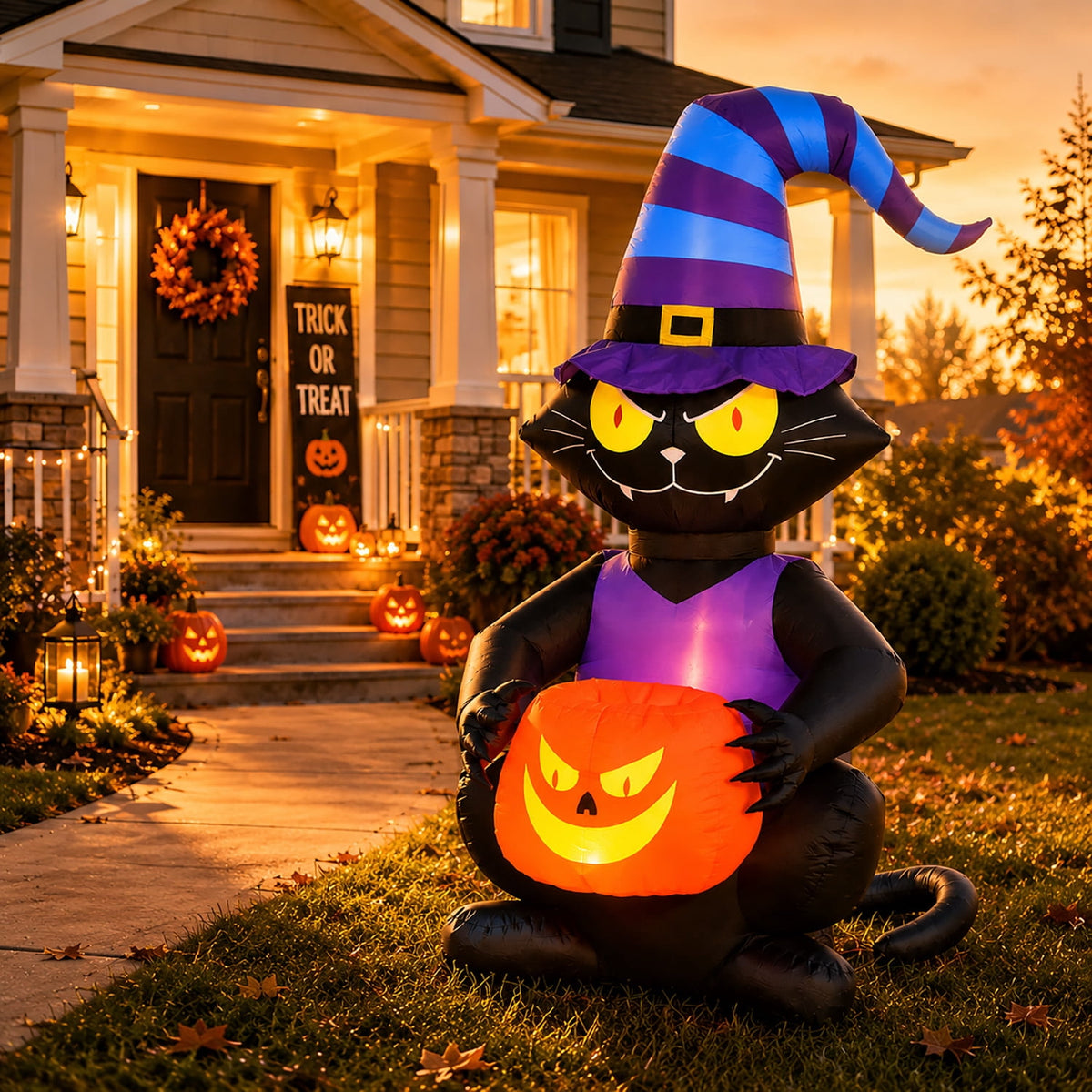 Toiyjofe 8ft Halloween Inflatable Skeleton Tree with LED Lights, Spooky Lighted Outdoor Yard Decoration with Grim Reaper & Pumpkins