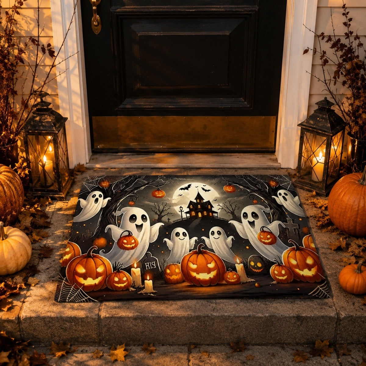 sruoe Fall Door Mat Non-Slip Durable Halloween Decor, Halloween Door Mats for Outdoor with Rubber Backing, Porch Patio Entryway, Easy Clean Absorbent Low-Profile Fade-Resistant.