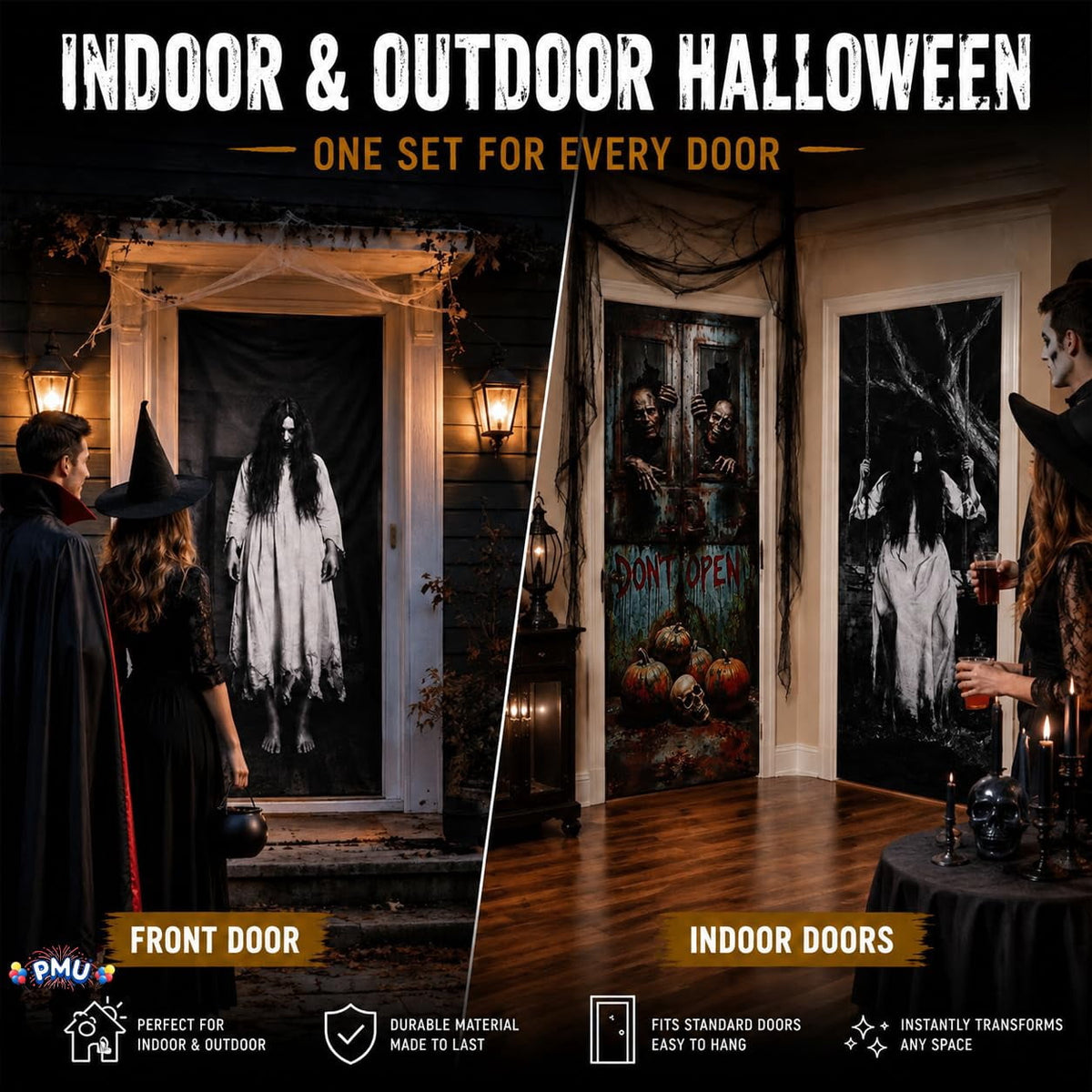 PMU Halloween Bathroom Door Cover, Halloween Decor, Door Decor