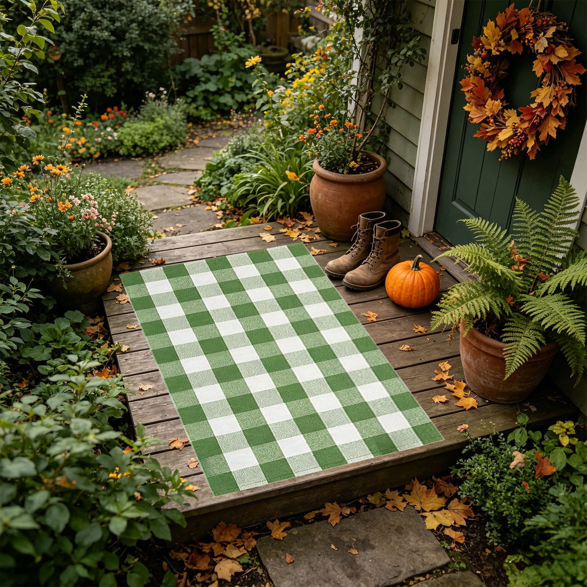 Dpityserensio Halloween Doormat Black Bat and Moon with Striped Border Non-Slip Washable Indoor Outdoor Rug, Vintage Fall Decor