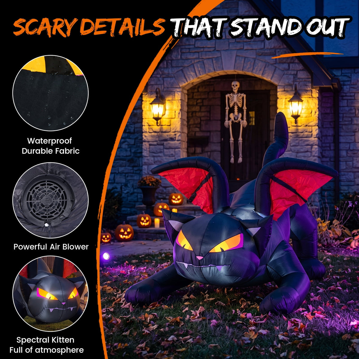 6FT Halloween Inflatable Ghost Pumpkin Decorations with LED Lights, 3 Ghosts Inflatable Yard Decorations for Outdoor Lawn Garden Porch Indoor Party Decorations