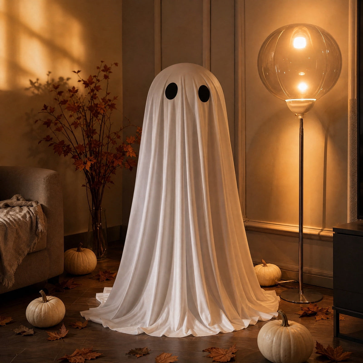 Aurorax Early Halloween Decorations Outdoor,Ghost Halloween Decoration 2 ft Realistic Waterproof Ghost Decor for Front Porch Yards Gardens Lawn Black