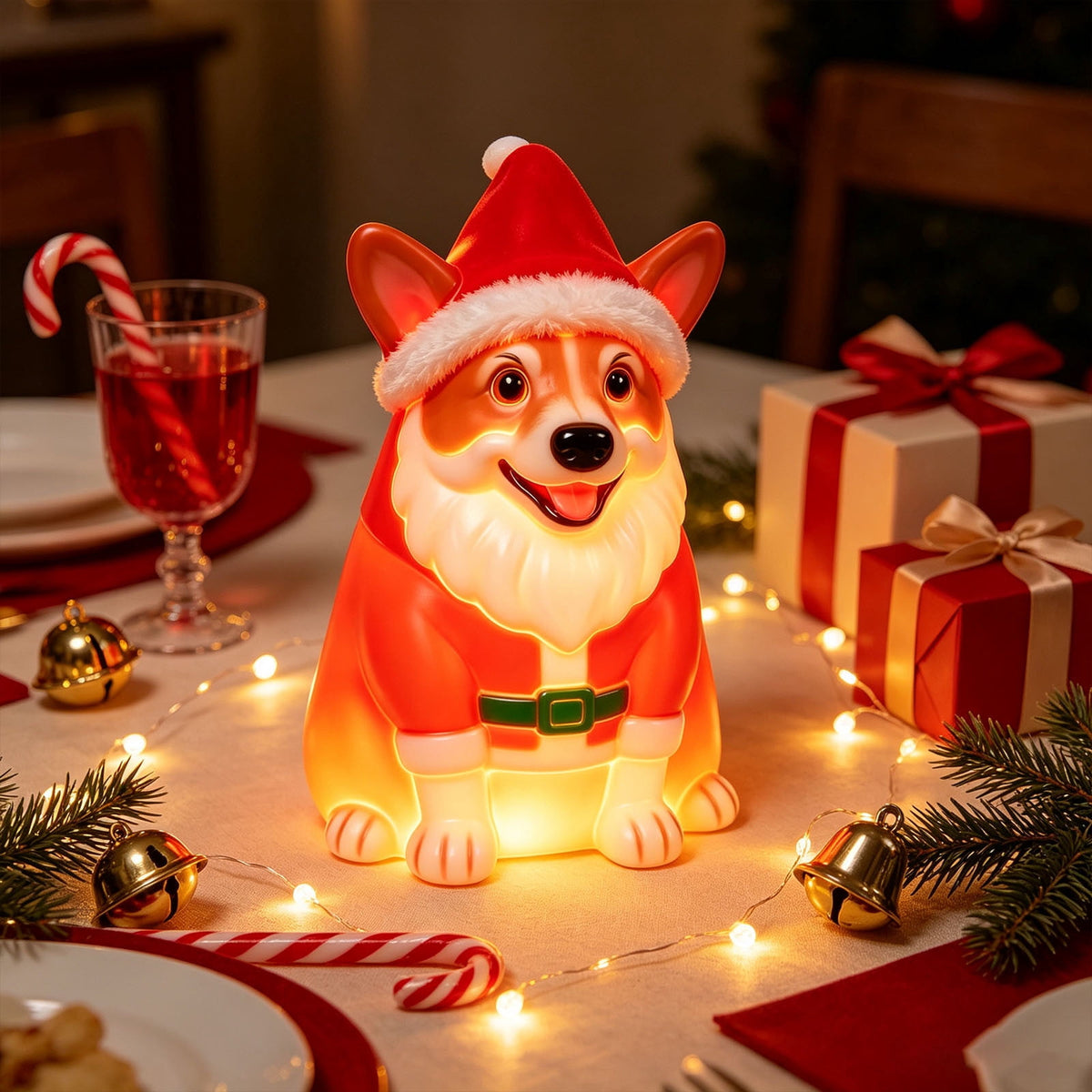 Clearance! Halloween Light‑Up Dog Figurine, 7.9in Scarecrow Dog Statue with Glowing Pumpkin, Waterproof Resin Table Yard Decor