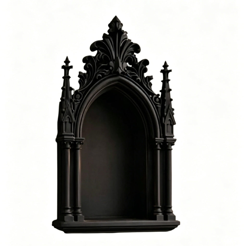 Gothic Wall Sconce,Medieval Candle Holder Black Arch Wall Decor Cathedral Style Hanging Accent For Bedroom Living Room Fireplace Entryway Halloween Theme Party Vintage Home Decoration Display