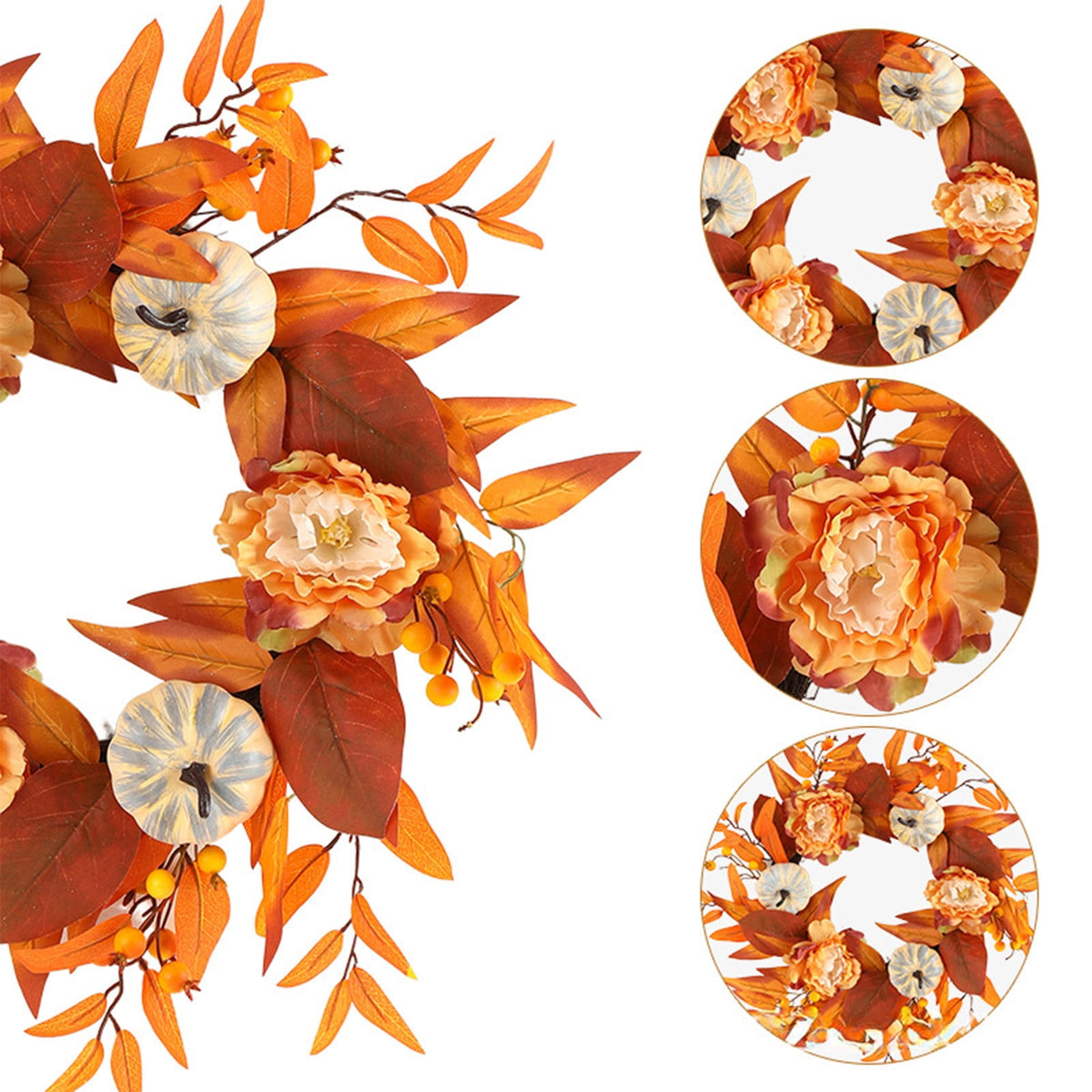 YIMWNYI Fall Door Hanger Thanksgiving Pumpkin Maple Leaf Decor – Halloween Wall Hanging, Autumn Harvest Decoration, Seasonal Front Door Wreath Alternative
