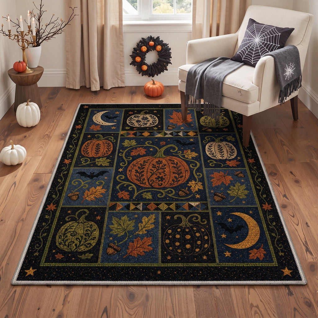 GENIMO 2'x3' Halloween Doormat, Washable Non Slip Soft Gothic Castle Outdoor Door Mat for Front Door Covered Porch Patio Entryway, Antique Gold