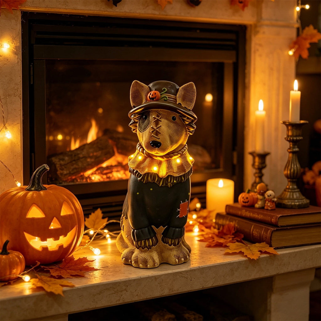 2026 New Halloween Light‑Up French Bulldog Figurine, Shark Outfit Dog Statue with Glowing Pumpkin, Waterproof Resin Table Holiday Decorations, Cute Spooky Halloween Decorations for Porch Yard Home