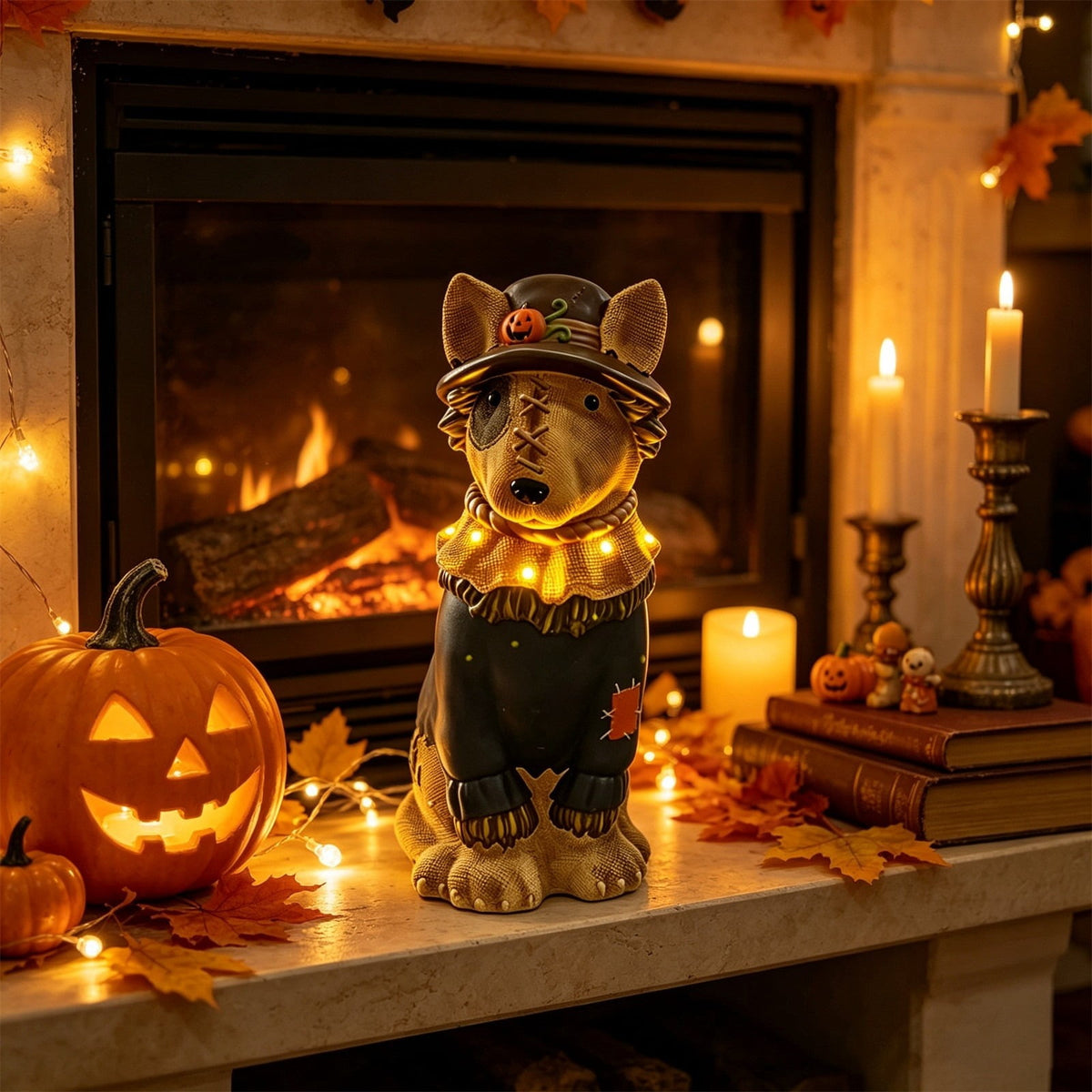 2026 New Halloween Light‑Up French Bulldog Figurine, Shark Outfit Dog Statue with Glowing Pumpkin, Waterproof Resin Table Holiday Decorations, Cute Spooky Halloween Decorations for Porch Yard Home