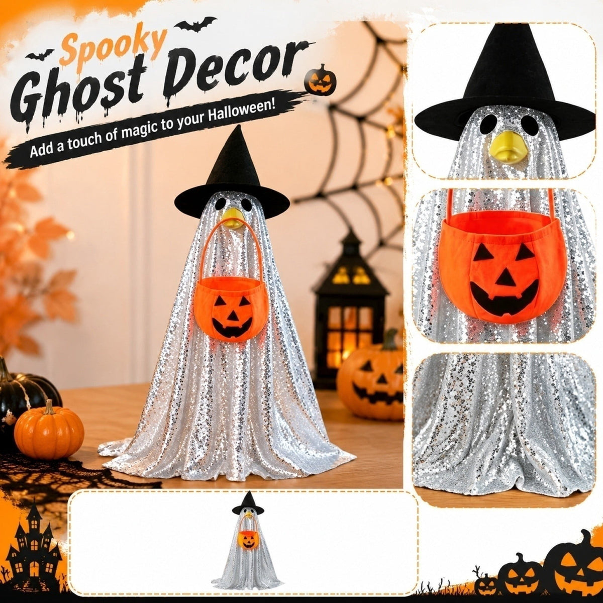 Halloween Garden Porch Decor, Porch Goose Outfits Halloween, 23 Inch Porch Goose Outfits, Witch Dress and Hat Set, Fits 23X11X26 Inch Standing Plush Goose for Front Porch Lawn