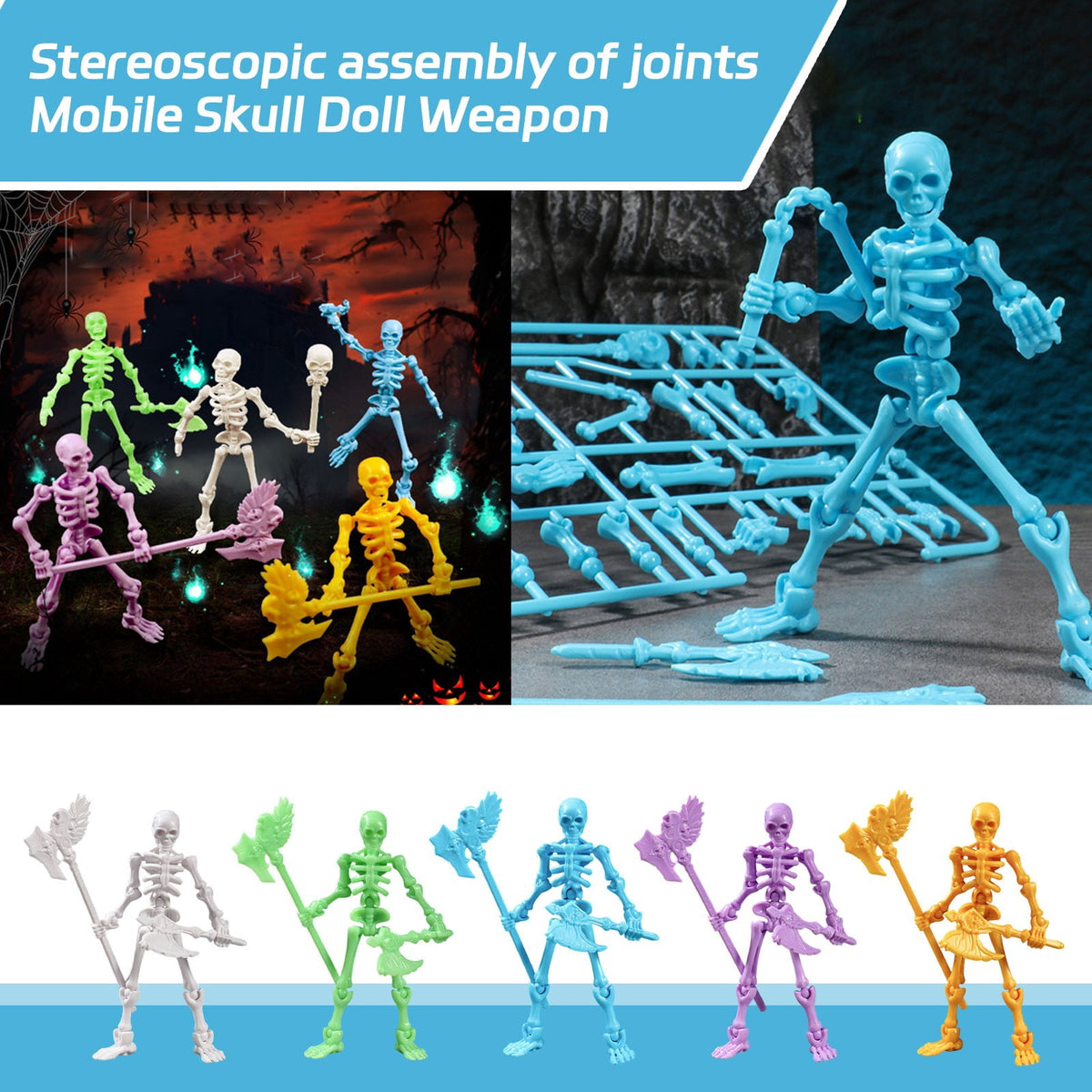 Skeleton Movable Model With Complete Articulated Joints For Easy And Free Posing To Create Any Scene, Equipped With A Variety Of Weapons Such As Axe To Customize Your Display And