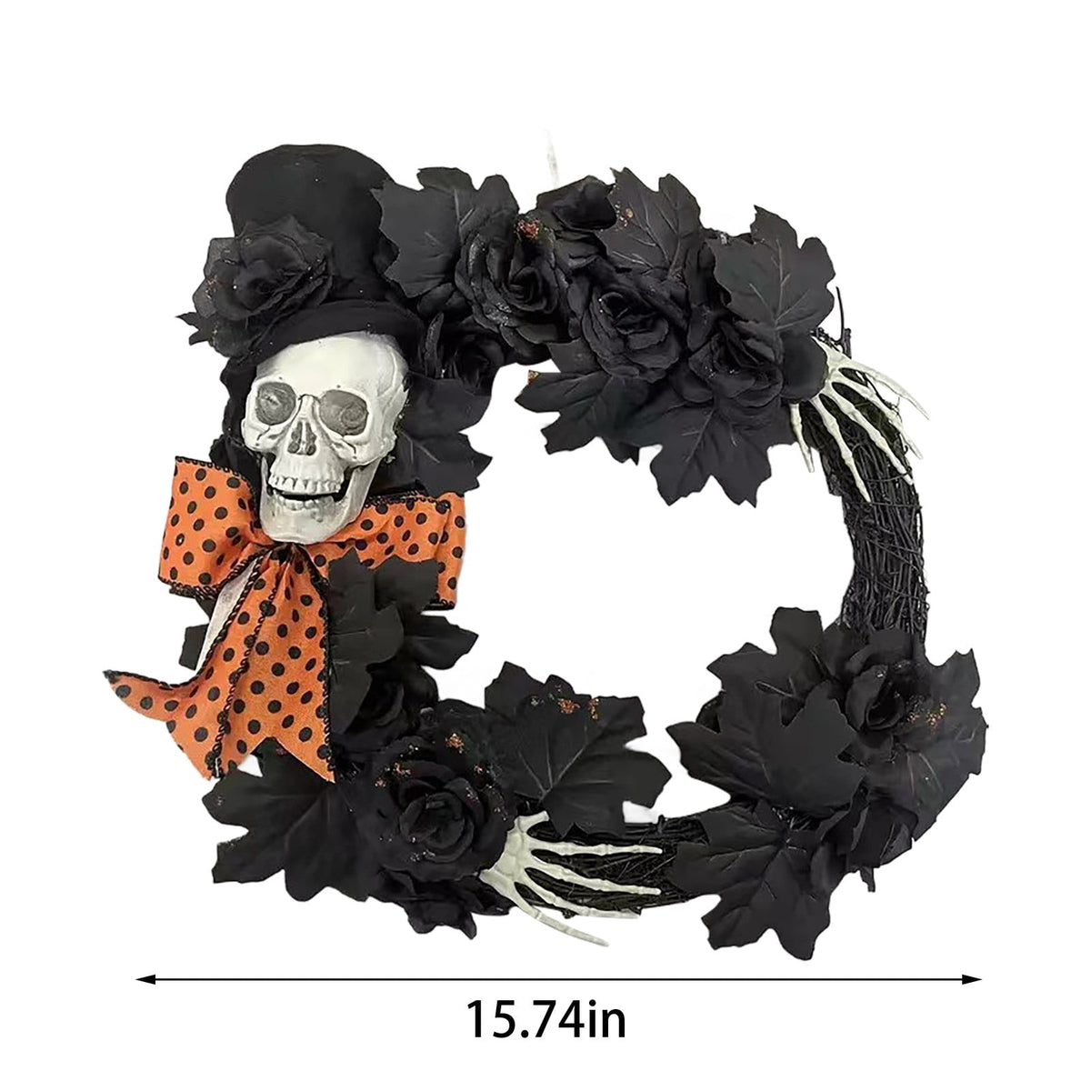 Halloween Wreath with Lights for Front Door, Collapsible Pre-Lit Wreath with Pumpkin Halloween Decorations for Home Wall Decor