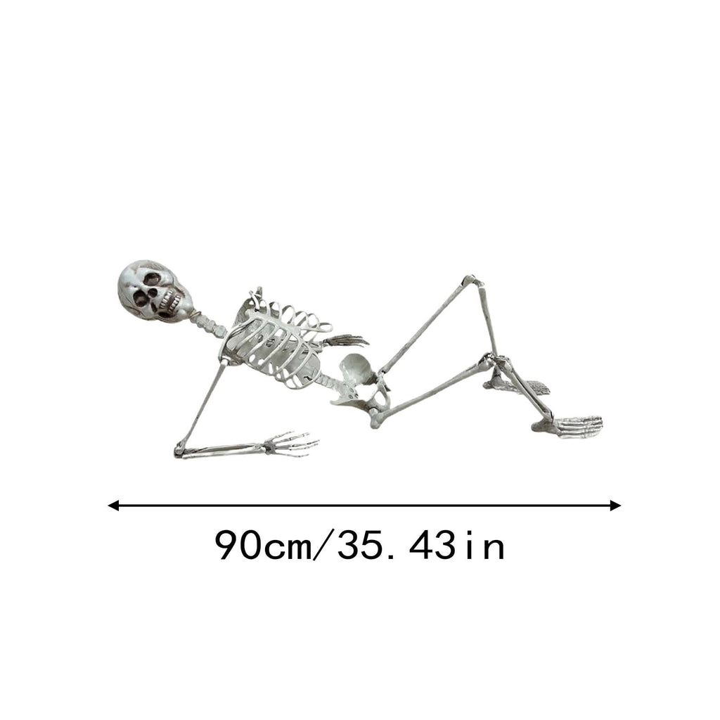 Realistic White Plastic Half Torso Skeleton Tabletop Prop, Detailed Human Half Skeleton Halloween Desktop Decor, Weatherproof Indoor Outdoor Reusable Spooky Party Ornament