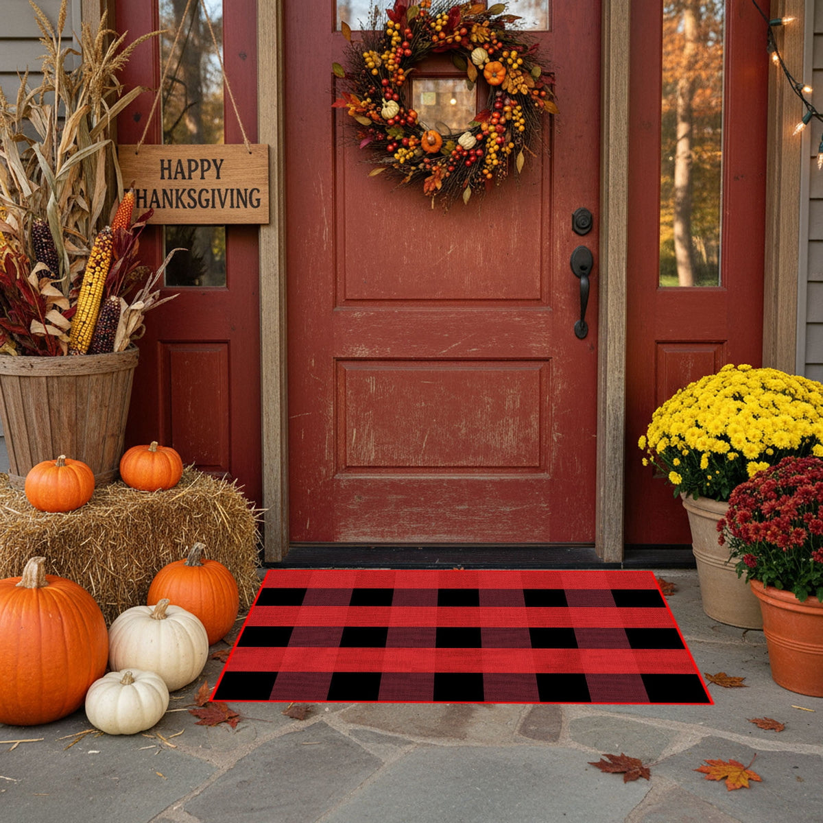 sruoe Halloween Door Mat Durable Non-Slip Halloween Decorations Outdoor, Outdoor Rugs for Patio with Rubber Backing, Front Porch Entryway, Easy Clean Absorbent Fade-Resistant.