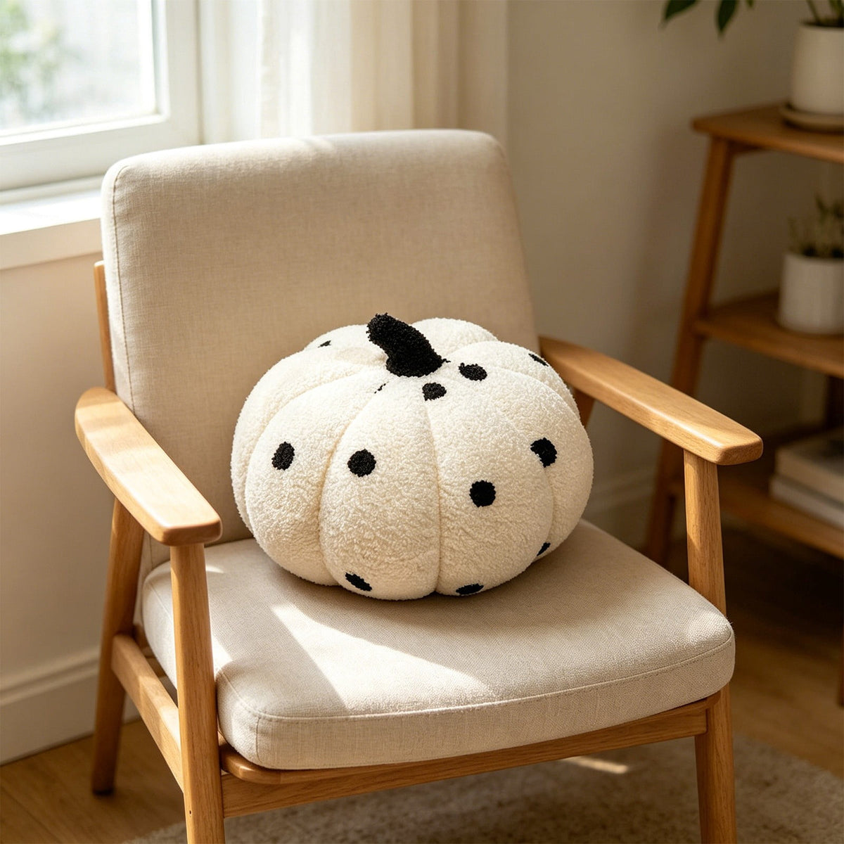 Yhmxh Soft Fluffy Pumpkin Throw Pillow, 3D Plush Sherpa Stuffed Pumpkin Cushion Decor, Cute Autumn Harvest Pumpkin Shaped Plush Toy for Sofa Couch Bed Farmhouse Thanksgiving Halloween Party Decor
