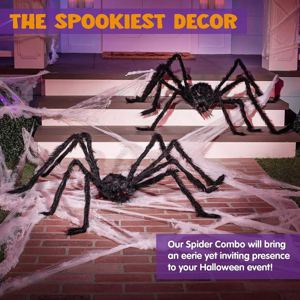Ayieyill 79 In Giant Spider Halloween Decorations Outdoor, Scary Large Spider for Halloween Yard Decorations, Haunted House Props, 1pc