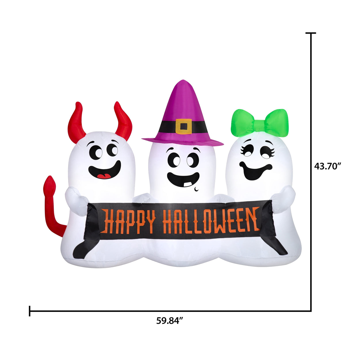 Ghosts Trio with Banner Airblown Yard Inflatable, Multicolor, 5', Halloween by Way To Celebrate