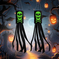 2 Pack 40 Inch Halloween Luminous Ghost Skull Windsock Flag, Glow in The Dark Skeleton Windsocks Flag, Outdoor Hanging Decor for Yard Patio Garden Pathway Party Decoration