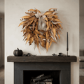 20" Fall Thanksgiving Wreath for Front Door - Artificial Harvest Autumn Foliage Wreath with Bow, Halloween Rustic Farmhouse Wall & Mantle Holiday Decor for Indoor Outdoor