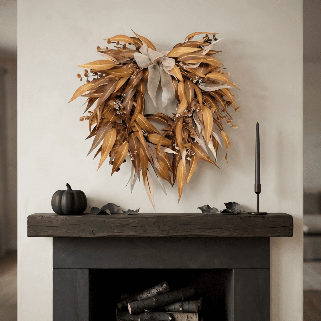 20" Fall Thanksgiving Wreath for Front Door - Artificial Harvest Autumn Foliage Wreath with Bow, Halloween Rustic Farmhouse Wall & Mantle Holiday Decor for Indoor Outdoor