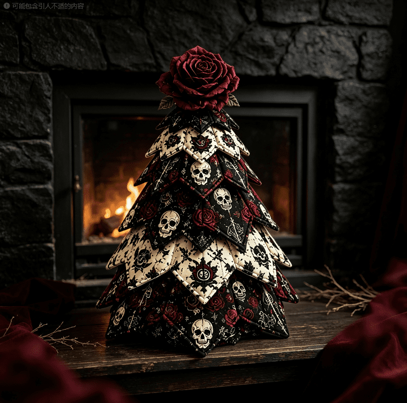 2026 Moonlit Black Cat DIY Halloween Quilted Fabric Tree Kit - Patchwork Fabric Halloween Tabletop Tree, Autumn Mantel Ornament for Adult Rustic Farmhouse Seasonal Display