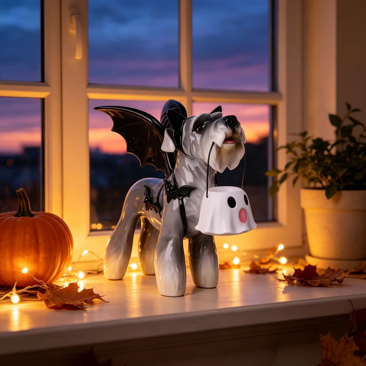 2026 New Halloween Light‑Up French Bulldog Figurine, Shark Outfit Dog Statue with Glowing Pumpkin, Waterproof Resin Table Holiday Decorations, Cute Spooky Halloween Decorations for Porch Yard Home