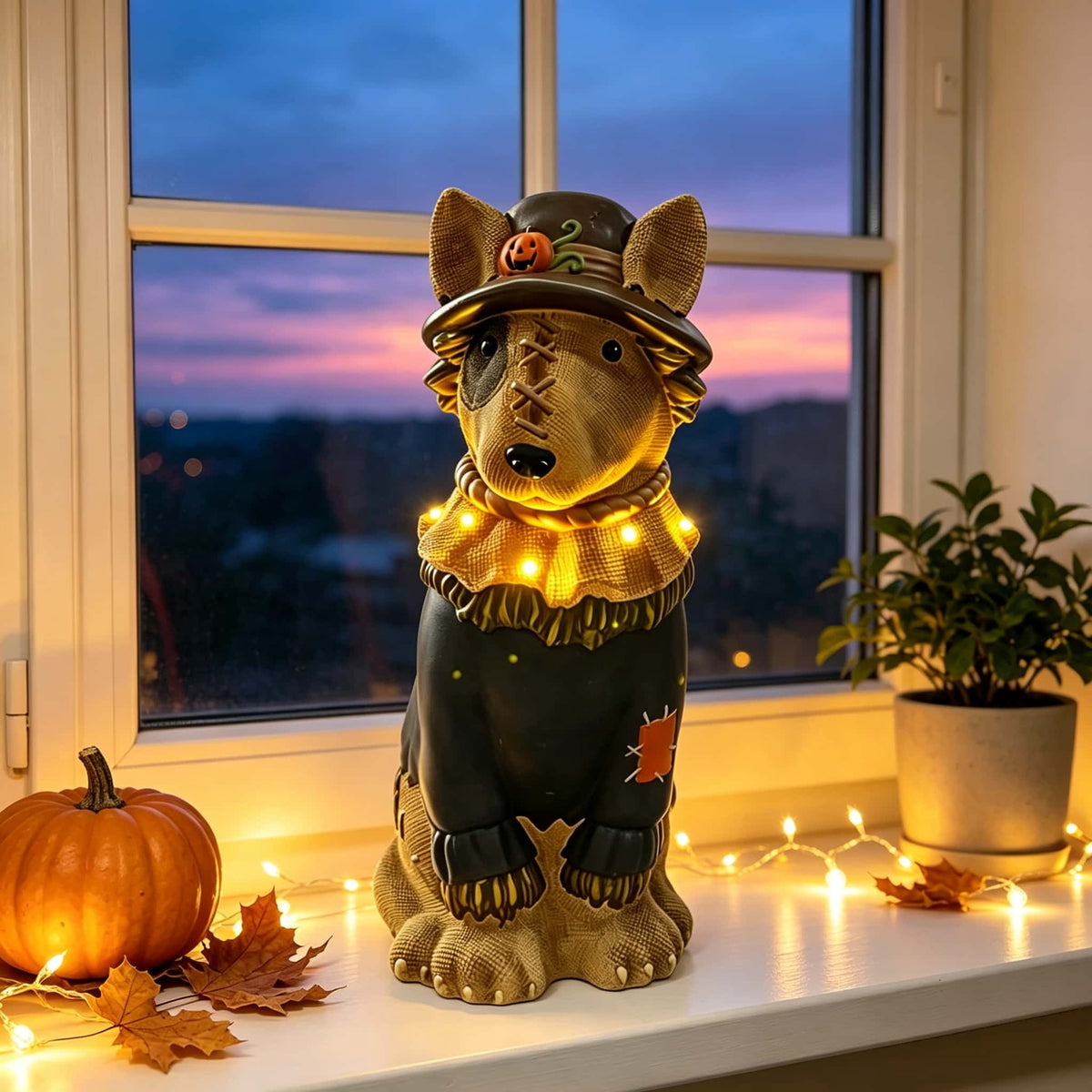 2026 New Halloween Light‑Up French Bulldog Figurine, Shark Outfit Dog Statue with Glowing Pumpkin, Waterproof Resin Table Holiday Decorations, Cute Spooky Halloween Decorations for Porch Yard Home