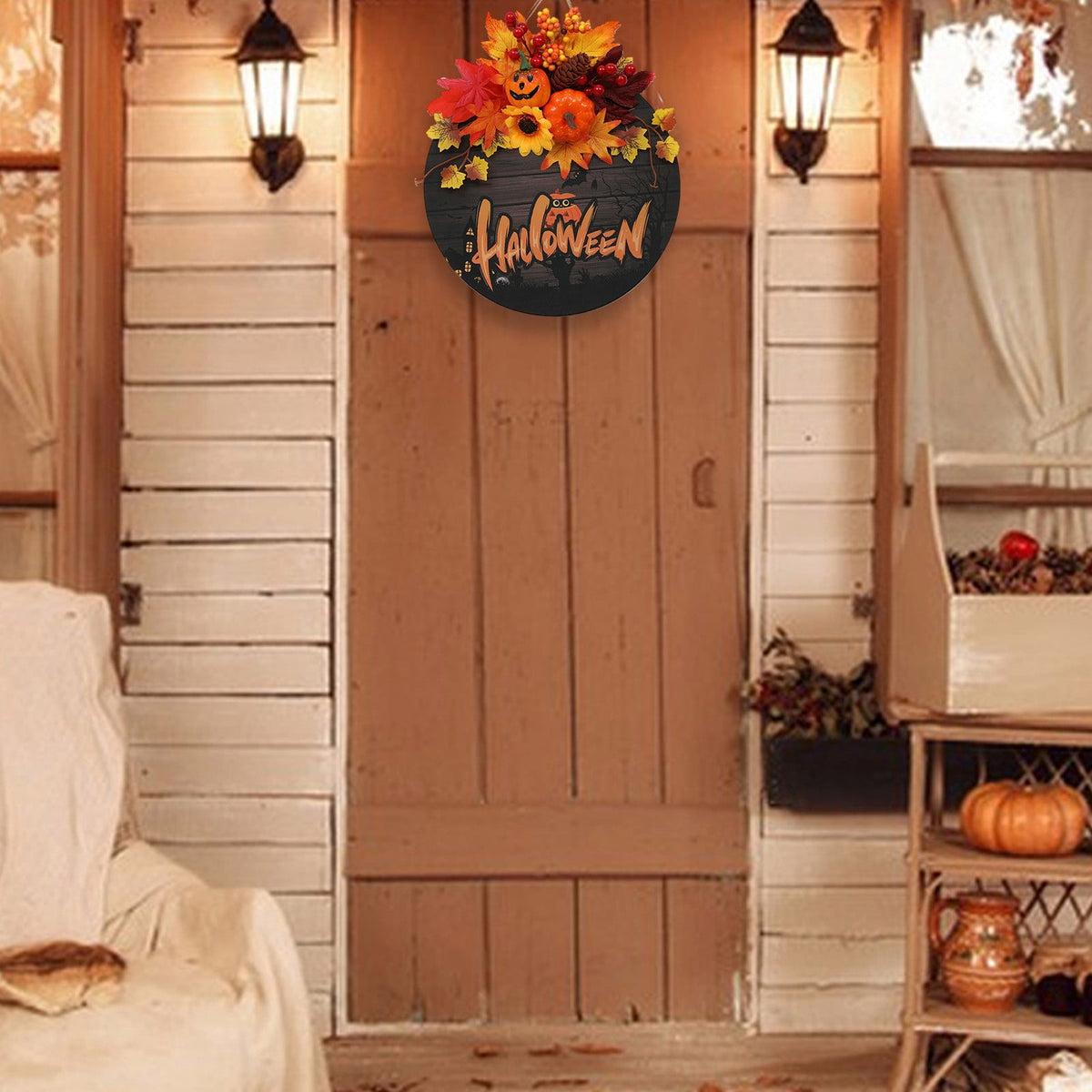 sruoe Halloween Decorations, Halloween Wreaths for Front Door, Artificial Wreaths, Indoor Outdoor Halloween Decor, Halloween Wreaths for Front Door, Halloween Party Decoration, Yard Decoration