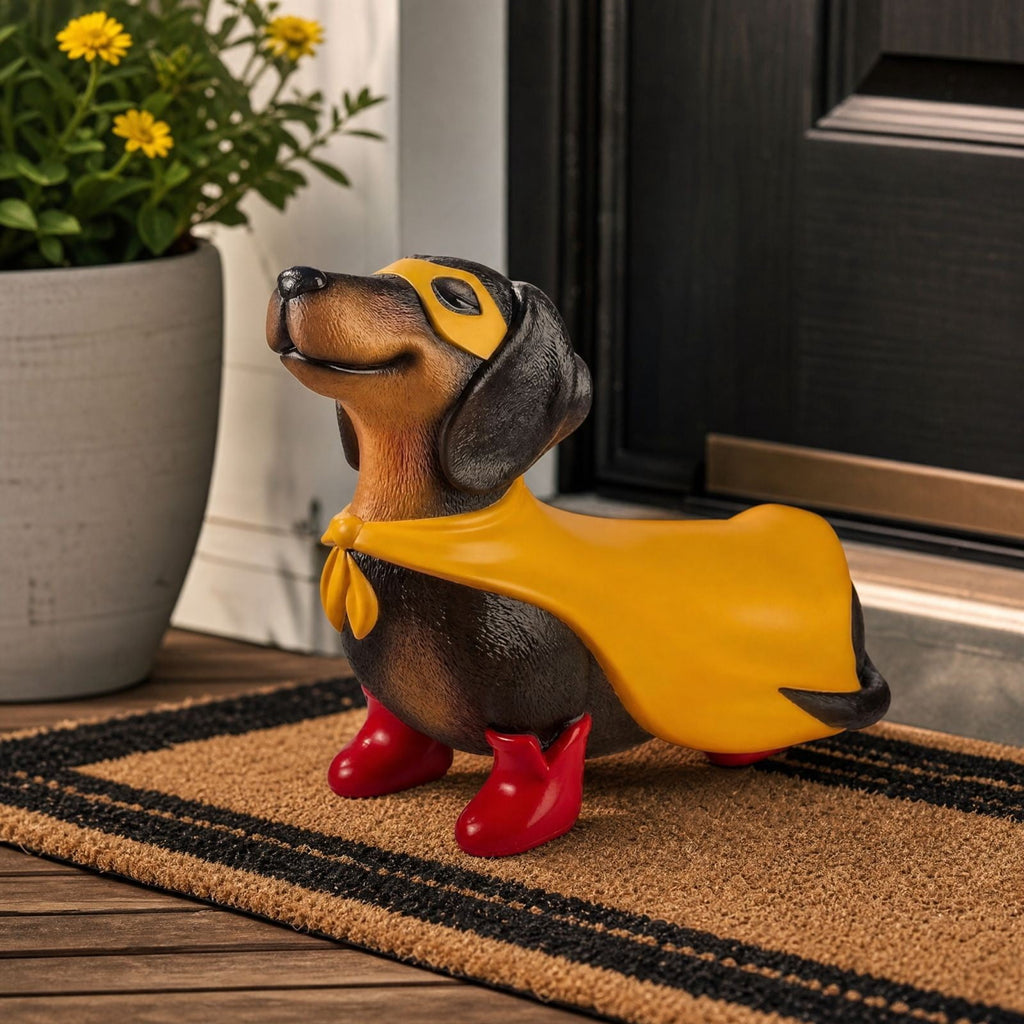 Halloween Light Up Blow Mold Super Hero Dachshund Wiener Dog Statue, Outdoor Indoor Fall Front Porch Lawn Decoration, Pet Lover Gift