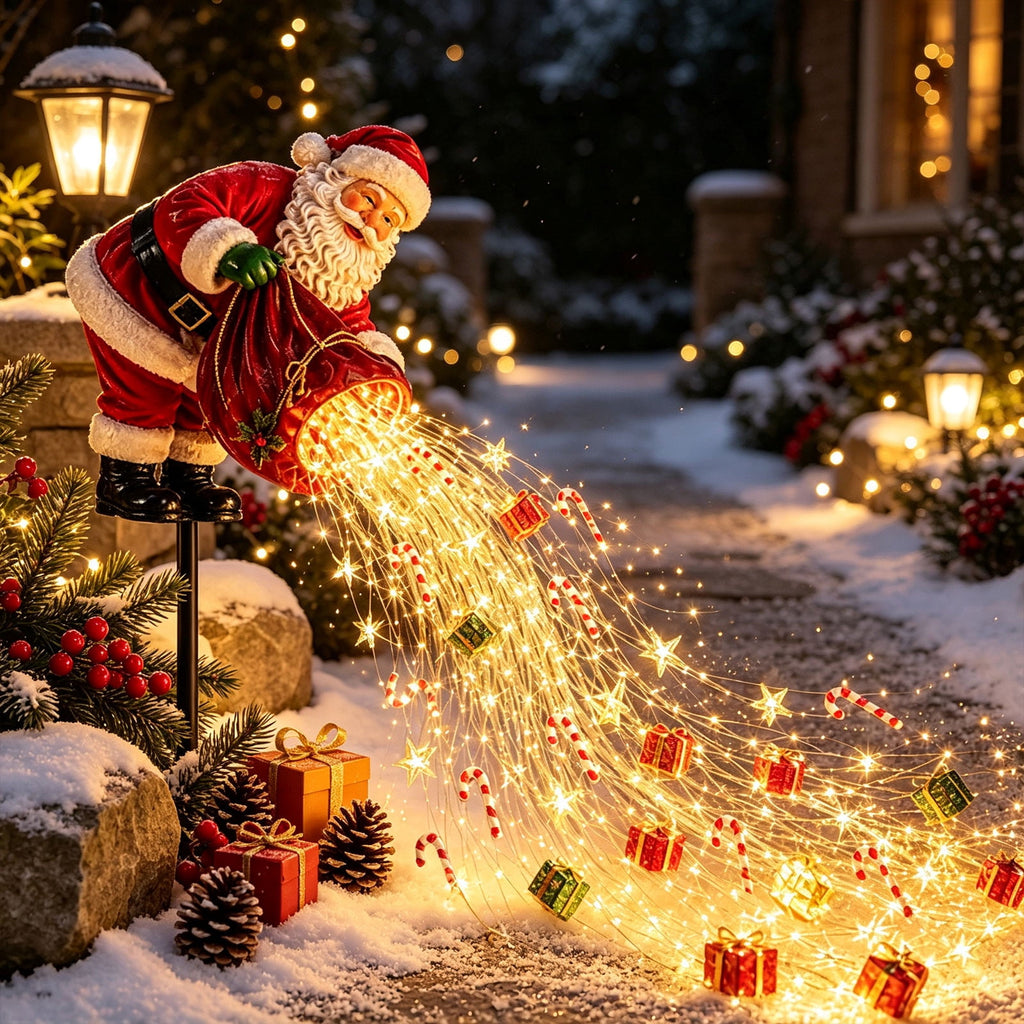 Luckky Christmas Bell Cascade Solar Yard Light,Solar Powered Flowing Star Bell Stake Light,Warm Yellow Outdoor Holiday Decor for Christmas Yard Decor（1 Pack）