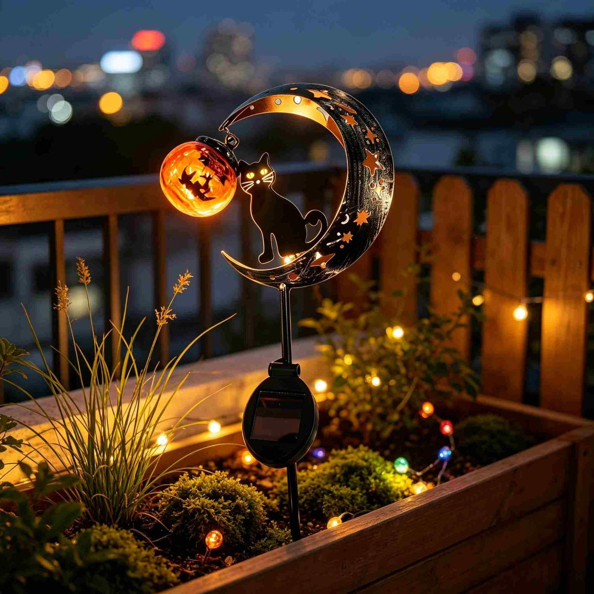Halloween Solar Garden Stake Light,Metal Hanging Pumpkin Lantern Waterproof for Yard Lawn Proch
