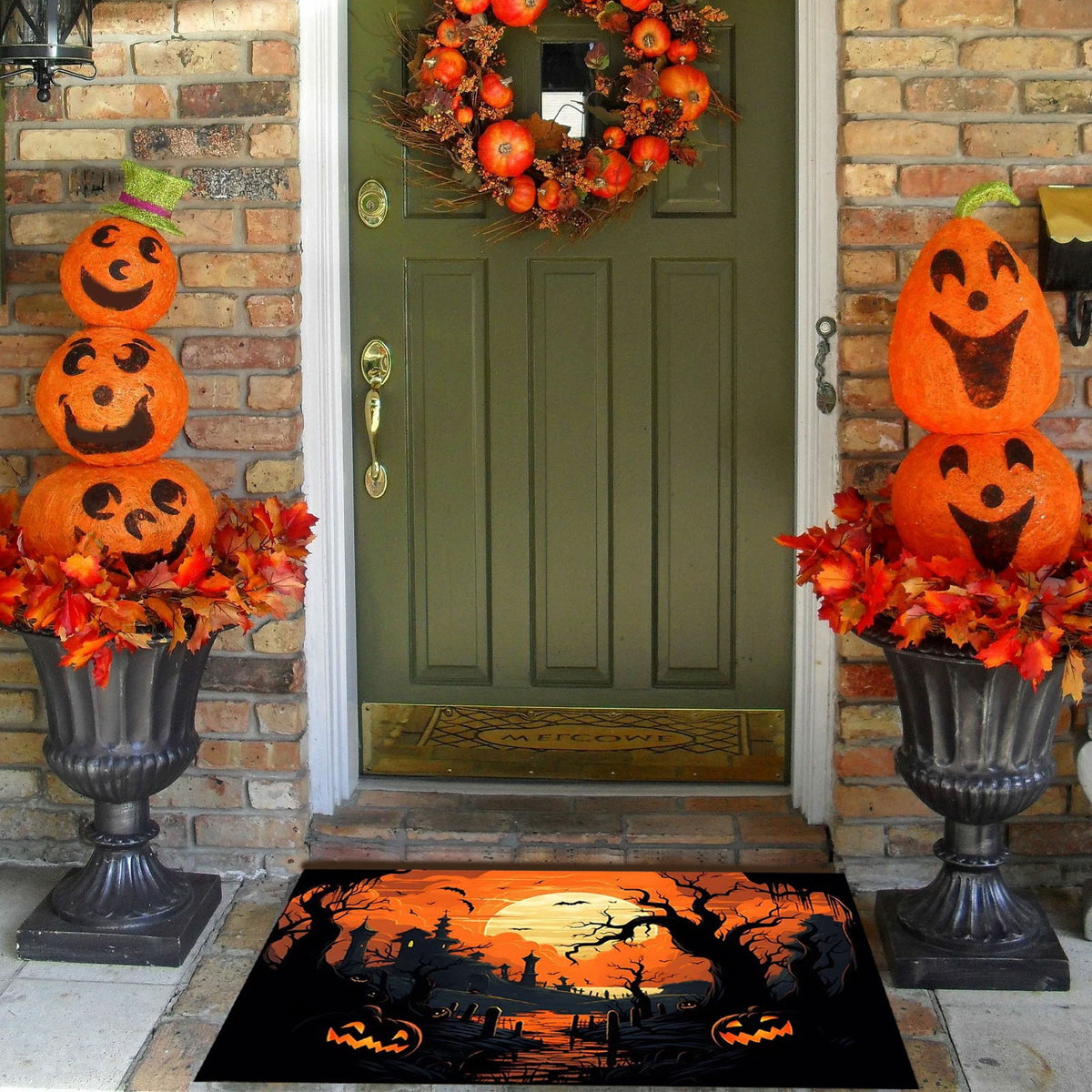 Xuniizn Halloween Mat, 16X24" Velvet Halloween Door Mat for Outside Entrance, Spooky Halloween Rug for Outdoor & Indoor, Non Slip Washable Halloween Doormat, Halloween Bathroom Decor