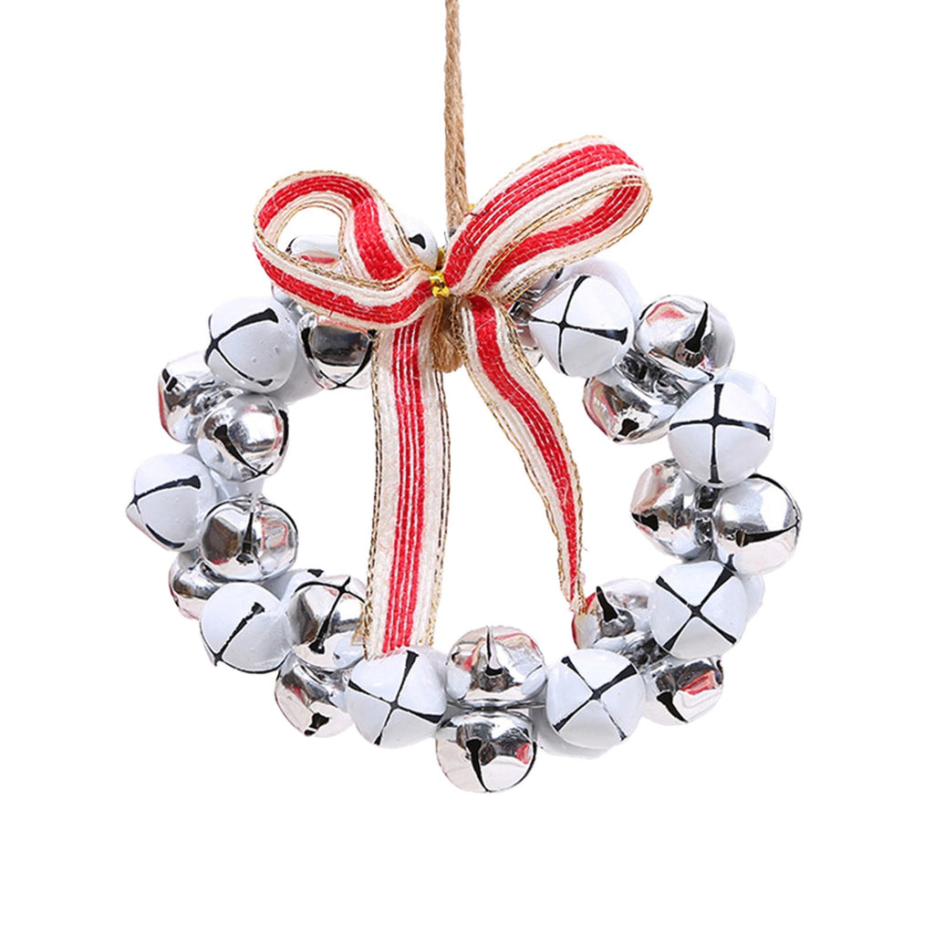 Christmas Bell Wreath Xmas Bell Garland with Bow Front Door Wreath Festival Hanging Ornament for Party Table Fireplaces Porch Walls New Years Halloween Home Decor