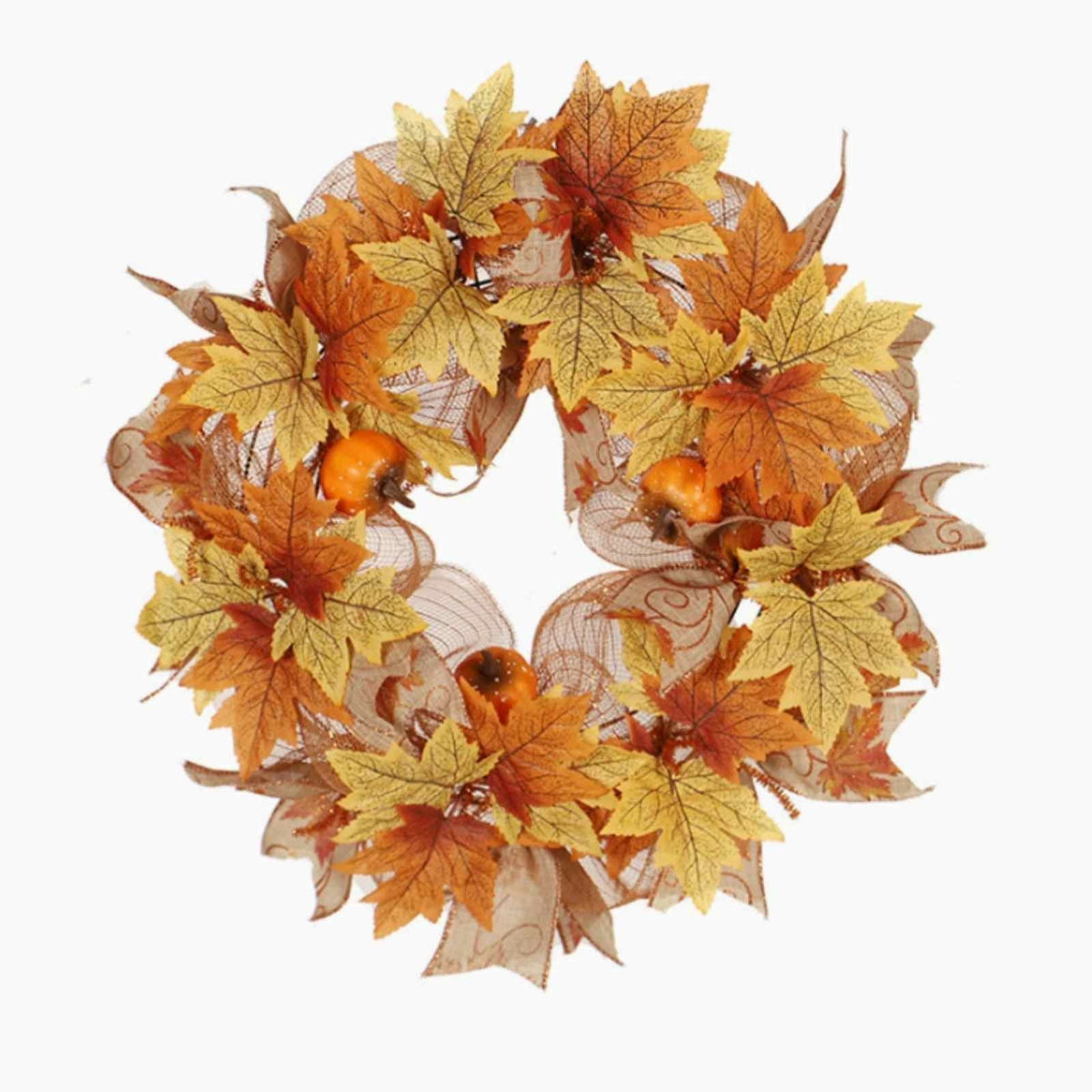 Festival Pumpkin Maple Leaf Artificial Wreath Door Hanging, Halloween Wreath