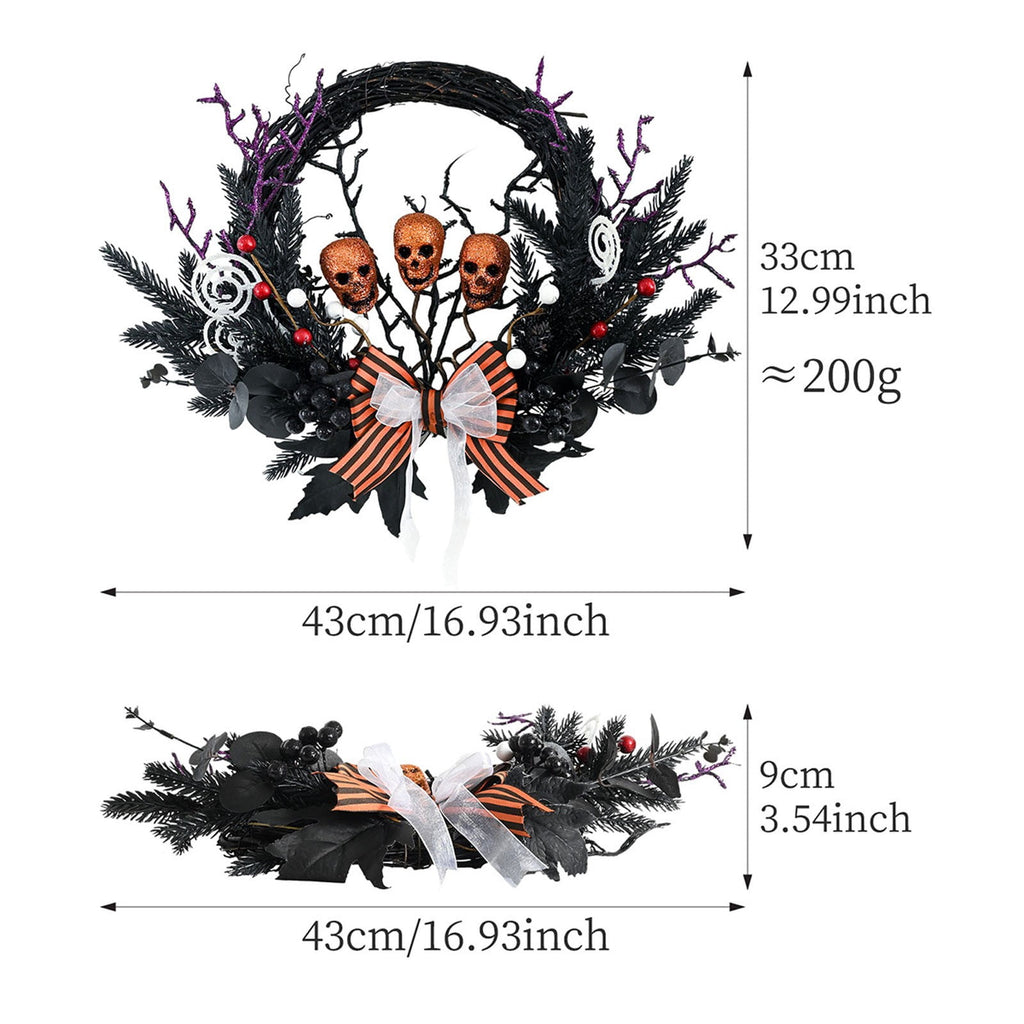 sruoe Halloween Decorations, Indoor Outdoor Halloween Decor, Artificial Wreaths, Halloween Decorations for Outside, Halloween Wreaths for Front Door, Halloween Horror Skeleton Maple Leaf Wreath