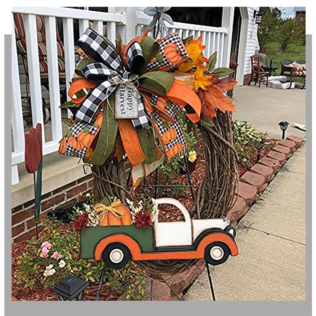 RKZDSR Thanksgiving Wreath, Fall Door Decoration, Halloween Front Door Decor 30x30cm (12x12 inch) - Durable Floral Wreath for Home, Parties, and Events