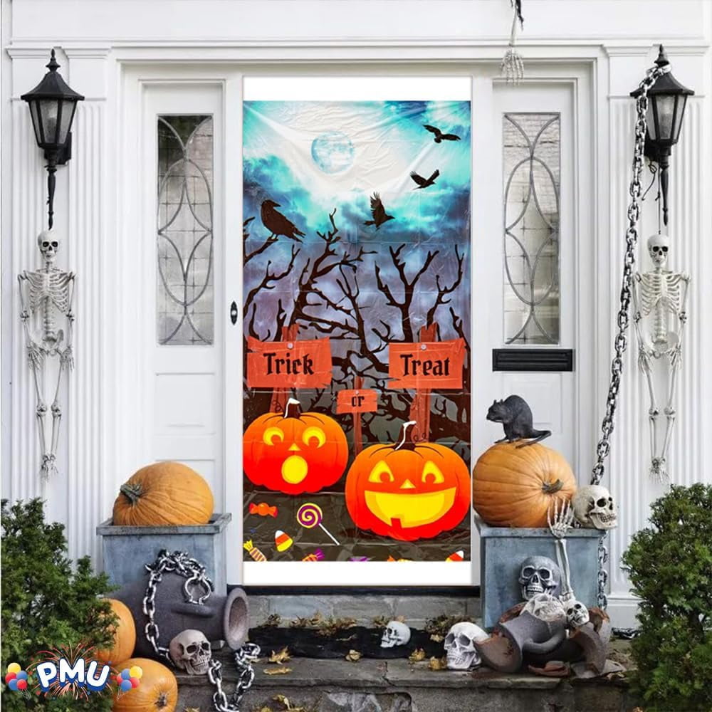 PMU Halloween Bathroom Door Cover, Halloween Decor, Door Decor